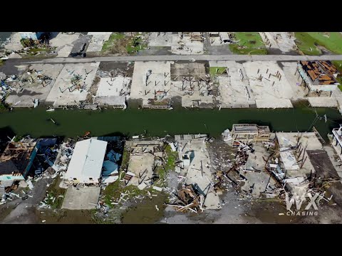 Grand Isle, La Drone video of Hurricane Ida Damage whole Island- Category 4 4k