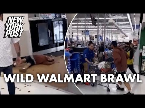 Wild Walmart brawl breaks out after shopper apparently spits on employee | New York Post
