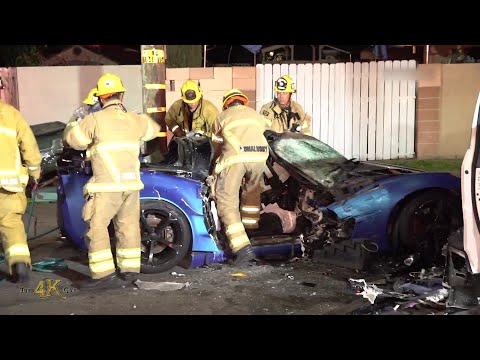 California: Corvette multi victim fatal crash with extrication 2-15-2021