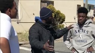 Ibn Ali Miller breaks up fight between two teenage boys in local neighborhood