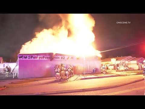Fire Rips Through Animal Feed Store | San Bernardino
